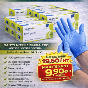 Gants nitril +résistant  jetables bleu M  100p